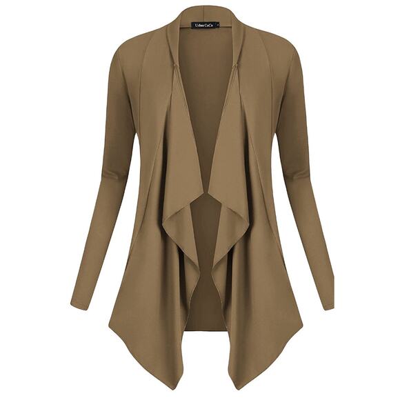 Urban Coco Sweaters - Urban CoCo Women's Drape Front Open Cardigan Long Sleeve Irregular Hem Size M